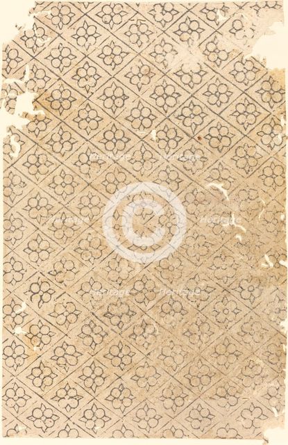 Sheet with Flower and Diamond Pattern. Creator: Unknown.