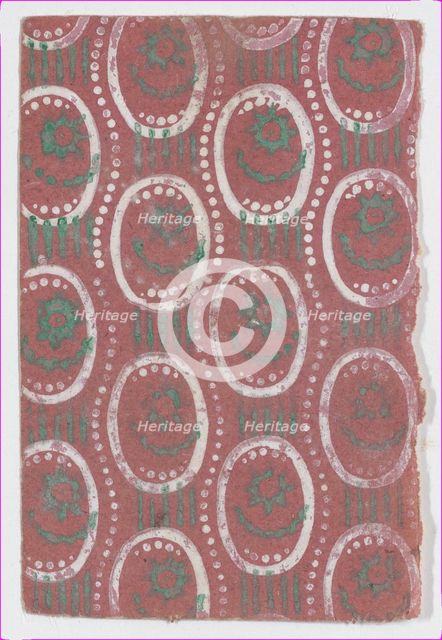 Sheet with oval and dot pattern, 19th century. Creator: Anon.
