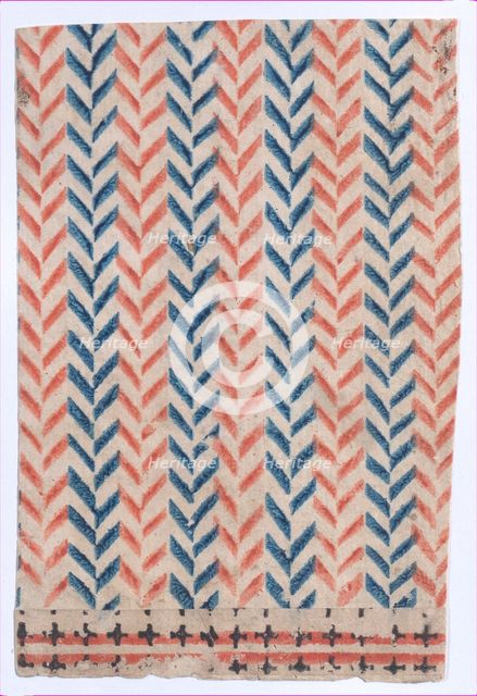 Sheet with overall orange and blue geometric pattern, 19th century., Creators: Anon, Remondini.