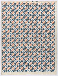 Sheet with overall orange and blue geometric pattern, late 18th-mid-..., late 18th-mid-19th century. Creator: Anon