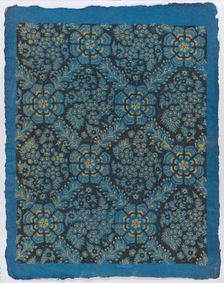 Sheet with overall black and gold floral pattern, late 18th-mid-19th..., late 18th-mid-19th century. Creator: Anon
