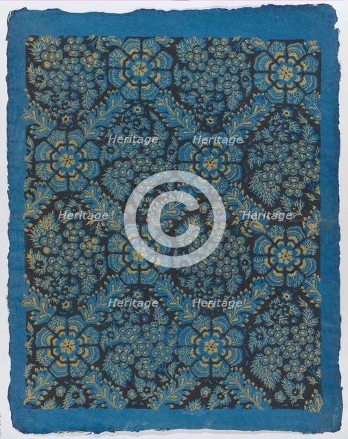 Sheet with overall black and gold floral pattern, late 18th-mid-19th..., late 18th-mid-19th century. Creator: Anon.
