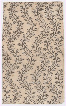 Sheet with overall curved vine pattern, 19th century. Creator: Anon