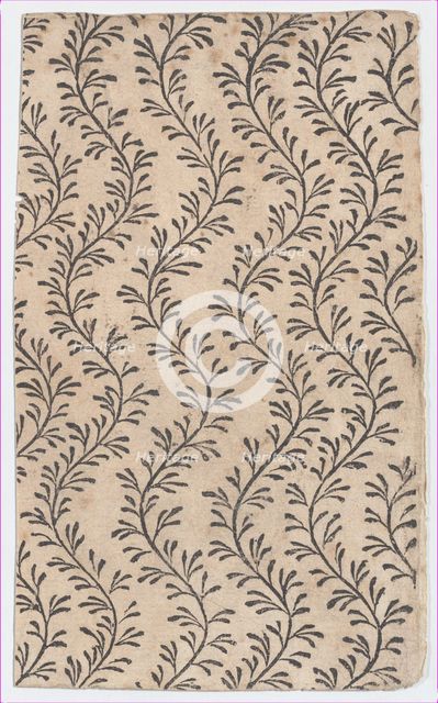 Sheet with overall curved vine pattern, 19th century. Creator: Anon.