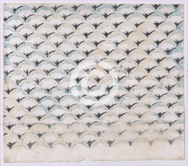 Sheet with overall curved abstract pattern, 19th century. Creator: Anon.