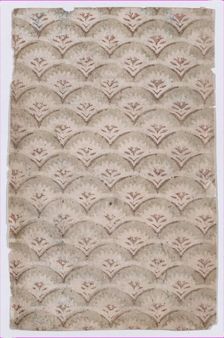 Sheet with overall curved abstract pattern, 19th century. Creator: Anon