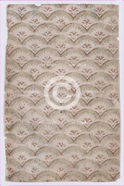Sheet with overall curved abstract pattern, 19th century. Creator: Anon.