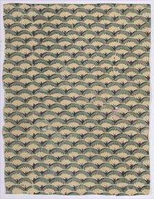 Sheet with overall curved abstract pattern, 19th century. Creator: Anon