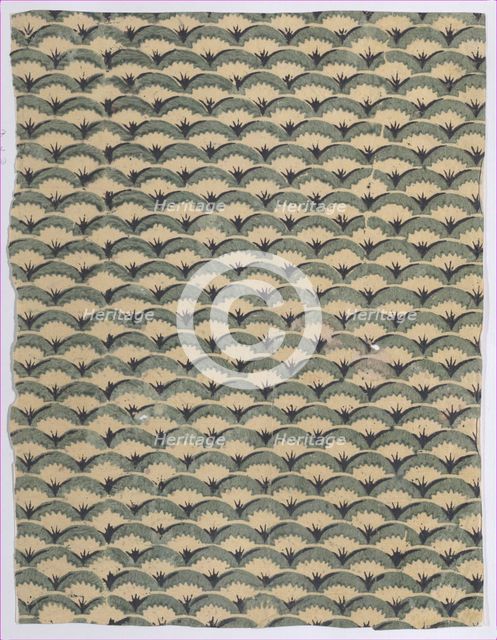 Sheet with overall curved abstract pattern, 19th century. Creator: Anon.
