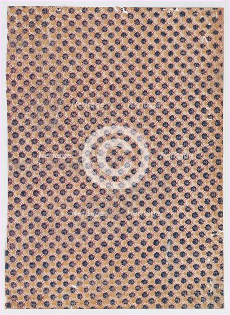 Sheet with overall crisscrossing pattern with large dots, 19th century. Creator: Anon.
