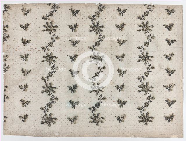 Sheet with overall dot and floral pattern, late 18th-mid-19th century., late 18th-mid-19th century. Creator: Anon.