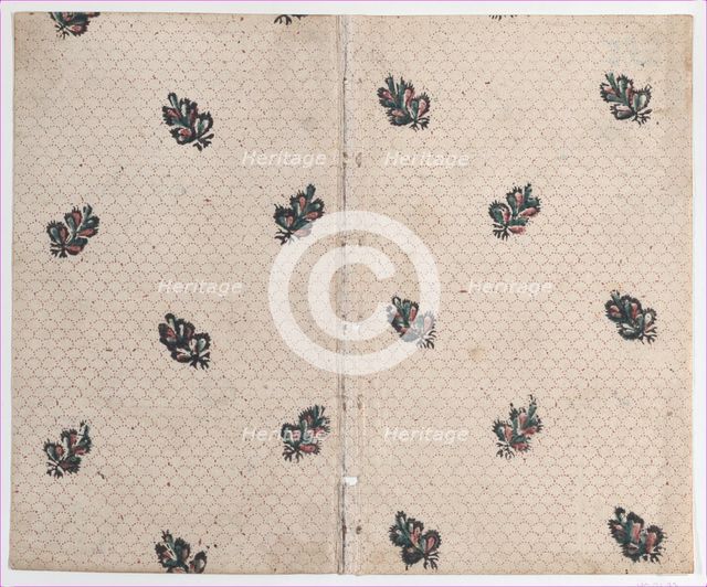 Sheet with overall dot and floral pattern, late 18th-mid-19th century., late 18th-mid-19th century. Creator: Anon.