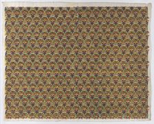 Sheet with overall fan design in yellow, green, and red, late 18th-m..., late 18th-mid-19th century. Creator: Anon