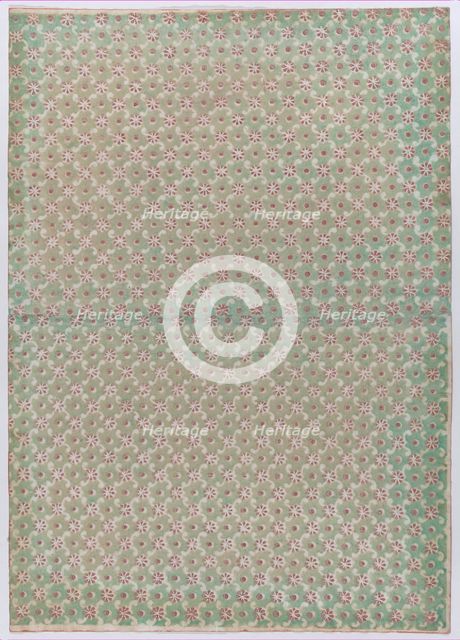 Sheet with overall floral and dot pattern, 19th century. Creator: Anon.