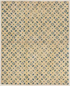 Sheet with overall floral and stripe pattern, 19th century. Creator: Anon
