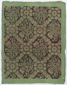 Sheet with overall floral pattern on green background, late 18th-mid..., late 18th-mid-19th century. Creator: Anon
