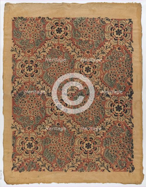 Sheet with overall floral pattern, late 18th-mid-19th century., late 18th-mid-19th century. Creator: Anon.