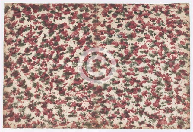 Sheet with overall green and red splotchy design, 19th century. Creator: Anon.
