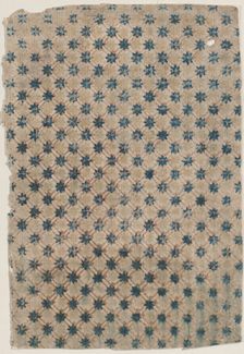 Sheet with overall grid pattern with stars, 19th century. Creator: Anon
