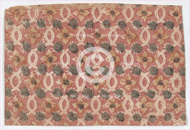 Sheet with overall lattice pattern with rosettes, 19th century. Creator: Anon.