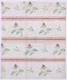 Sheet with overall leaf, flower, and stripe pattern, 19th century. Creator: Anon