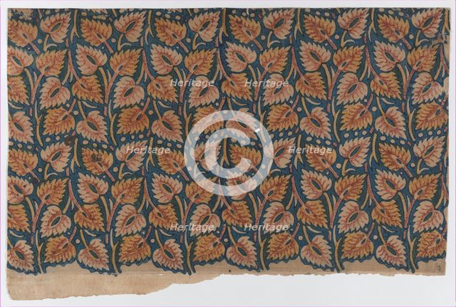 Sheet with overall leaf pattern, late 18th-mid-19th century., late 18th-mid-19th century. Creator: Anon.