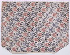 Sheet with overall pattern of pointed shapes within ovals, 19th century. Creator: Anon