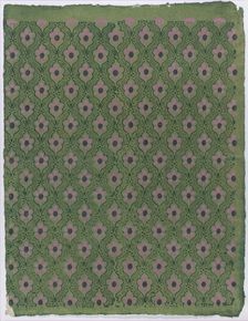 Sheet with overall pink floral pattern on green background, late 18t..., late 18th-mid-19th century. Creator: Anon