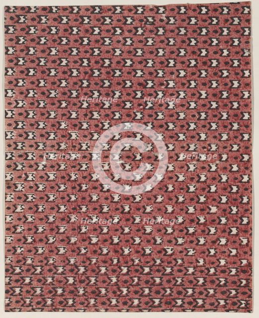 Sheet with overall red and black geometric pattern, 19th century. Creator: Anon.