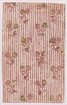 Sheet with overall striped pattern with circles, 19th century. Creator: Anon