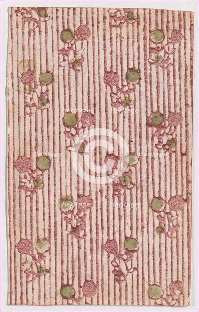 Sheet with overall striped pattern with circles, 19th century. Creator: Anon.