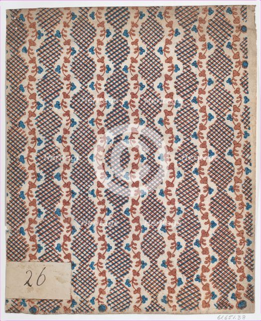 Sheet with overall vine and criss-cross pattern, late 18th-mid-19th ..., late 18th-mid-19th century. Creator: Anon.