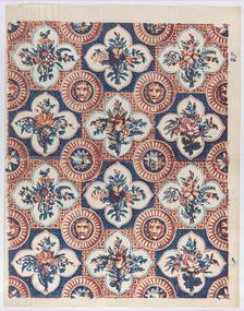 Sheet with pattern of bouquets and lion heads, late 18th-mid-19th ce..., late 18th-mid-19th century. Creator: Anon