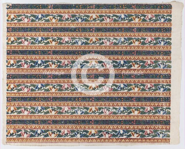 Sheet with six borders with vines and flower designs, late 18th-mid-..., late 18th-mid-19th century. Creator: Anon.