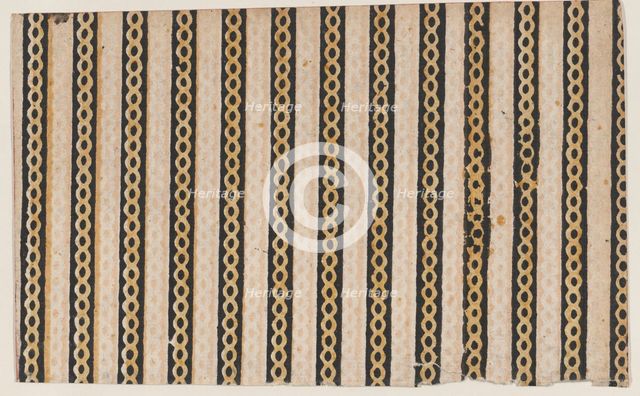 Sheet with stripes with guilloche pattern, 19th century. Creator: Anon.