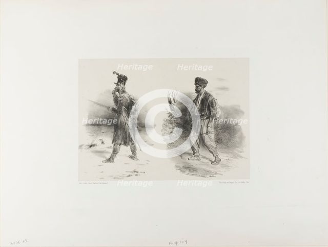 Sheet with Stumped Sketch, 1839. Creator: Auguste Raffet.