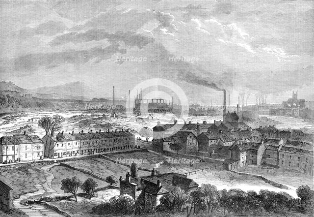 Sheffield, from the Langsett Road, showing the suburbs that were flooded..., 1864. Creator: Unknown.