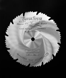 Sheffield steel product: a Slack Sellars saw blade, 1963. Creator: Michael Walters