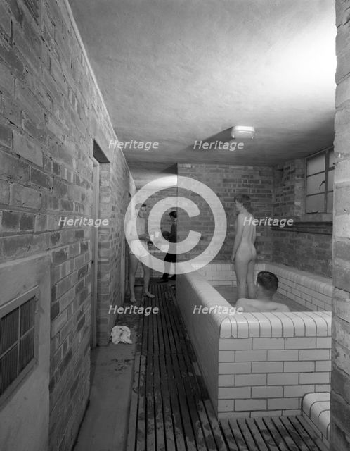 Sheffield United FC training ground bathroom, Sheffield, South Yorkshire, 1961. Creator: Michael Walters.