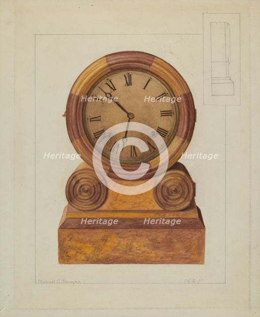 Shelf Clock, c. 1937. Creator: Manuel G. Runyan.