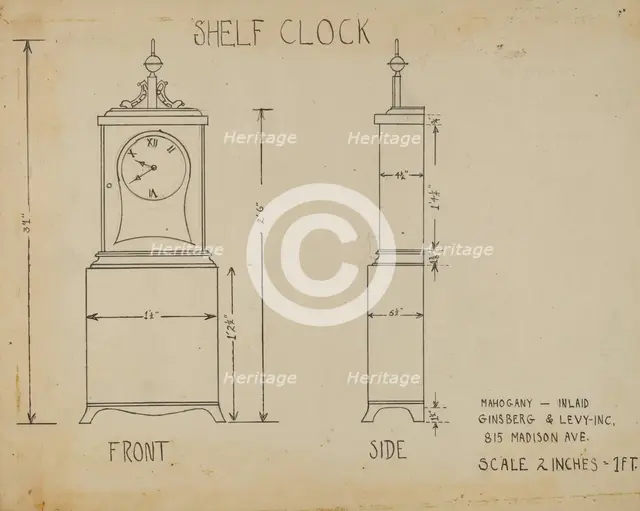 Shelf Clock, c. 1938. Creators: Bernard Gussow, Lorenz Rothkranz.