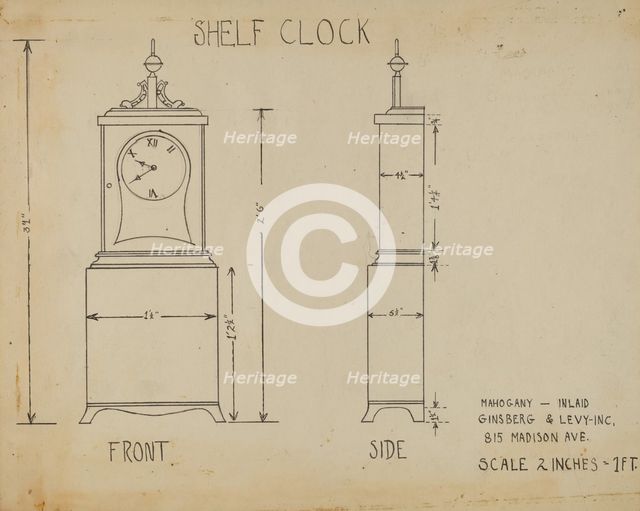 Shelf Clock, c. 1938. Creators: Bernard Gussow, Lorenz Rothkranz.