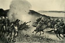 Shell from the Naval Brigade Dispersing Boers from Behind the Seven Sisters Kopjes 1900. Creator: Sidney E Paget