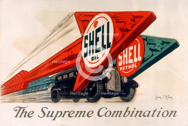 Shell oil & Shell petrol , 1925. Creator: D'Ylen, Jean (1886-1938).