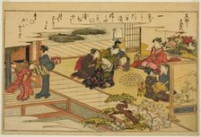Shell-Matching Game, from the illustrated book "Gifts from the Ebb Tide (Shiohi..., Japan, 1789. Creator: Kitagawa Utamaro