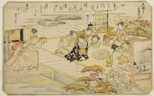 Shell-Matching Game, from the illustrated book "Gifts from the Ebb Tide (Shiohi..., Japan, 1789. Creator: Kitagawa Utamaro