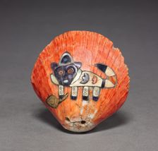Shell with Inlaid Feline, 100 BC-700. Creator: Unknown