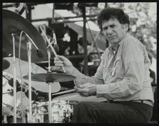 Shelly Manne playing at the Capital Radio Jazz Festival, London, 1979. Creator: Denis Williams