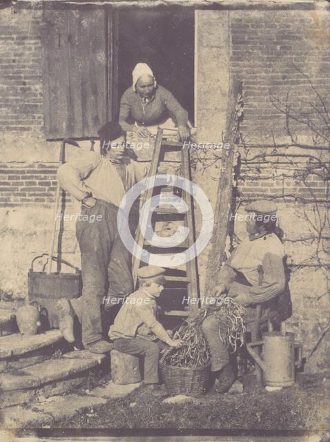 Shelling Beans, Argentelle, 1851. Creator: Baron Louis-Adolphe Humbert De Molard.