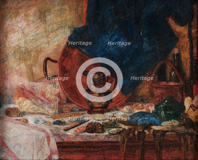 Shells and blue curtain, 1903. Creator: Ensor, James (1860-1949).